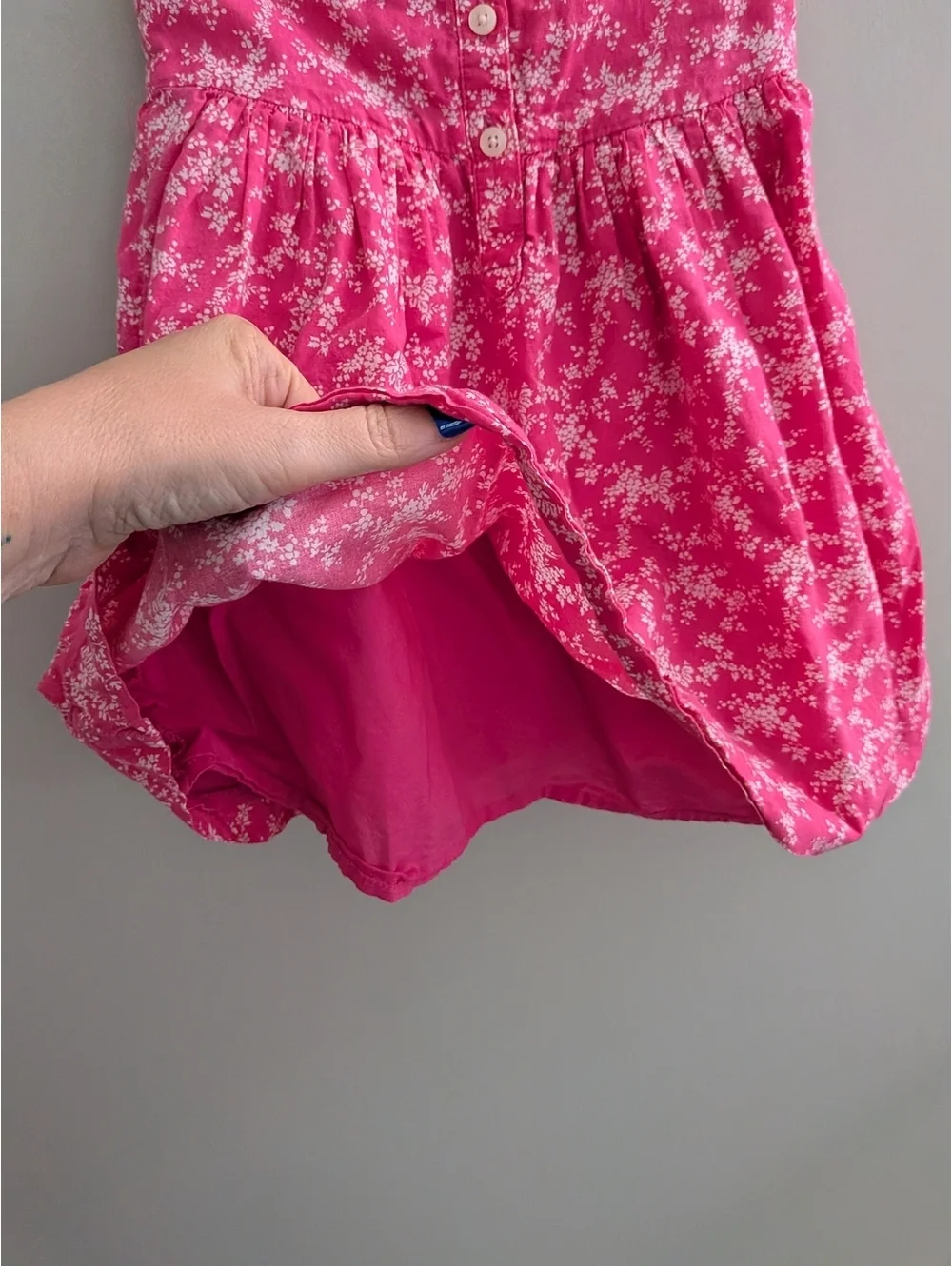 Baby Gap Hot Pink Floral Collared Dress Button Down Ditsy Print 2T Summer Toddle